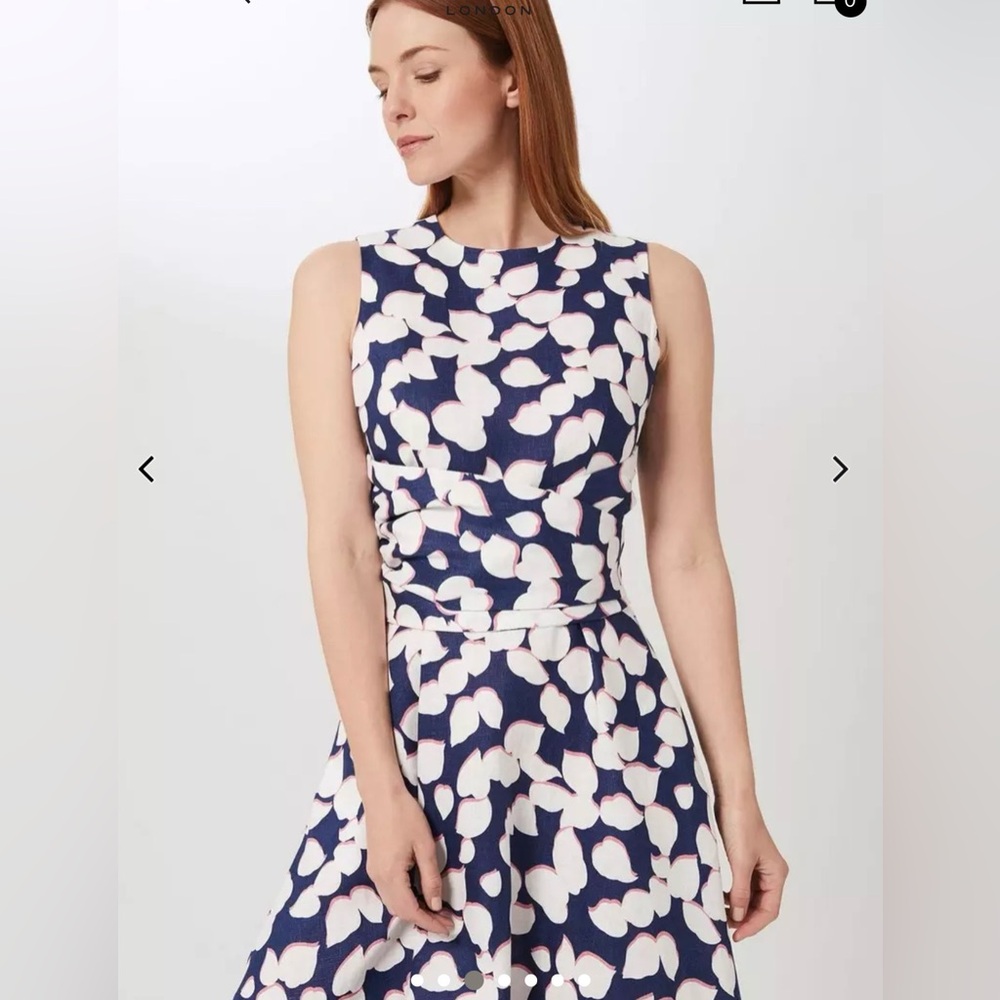 Sleeveless Navy Midi Dress with White Petal Print - Picture 7 of 15